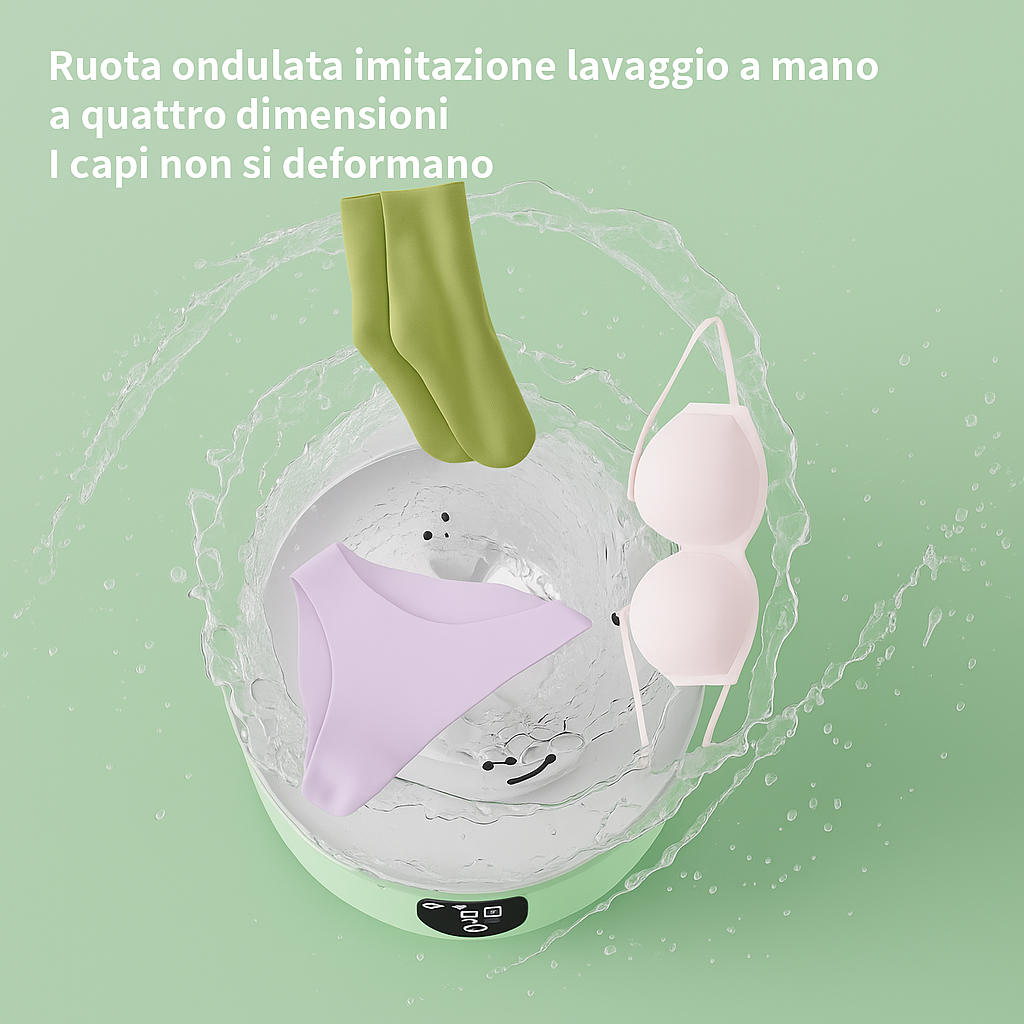 🧺 Mini Lavatrice Portatile Intelligente - Ricaricabile e Silenziosa