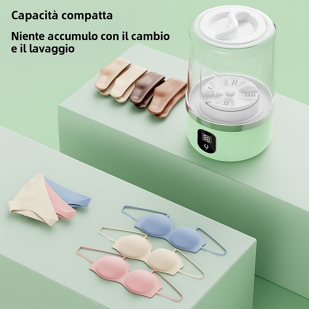 🧺 Mini Lavatrice Portatile Intelligente - Ricaricabile e Silenziosa