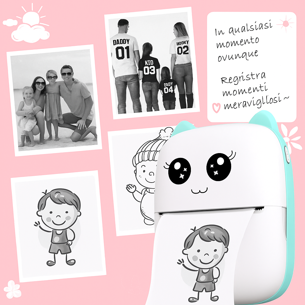 Stampante Termica Portatile Mini | Stampa Foto, Etichette e Note via Bluetooth – Compatibile con Android e iOS